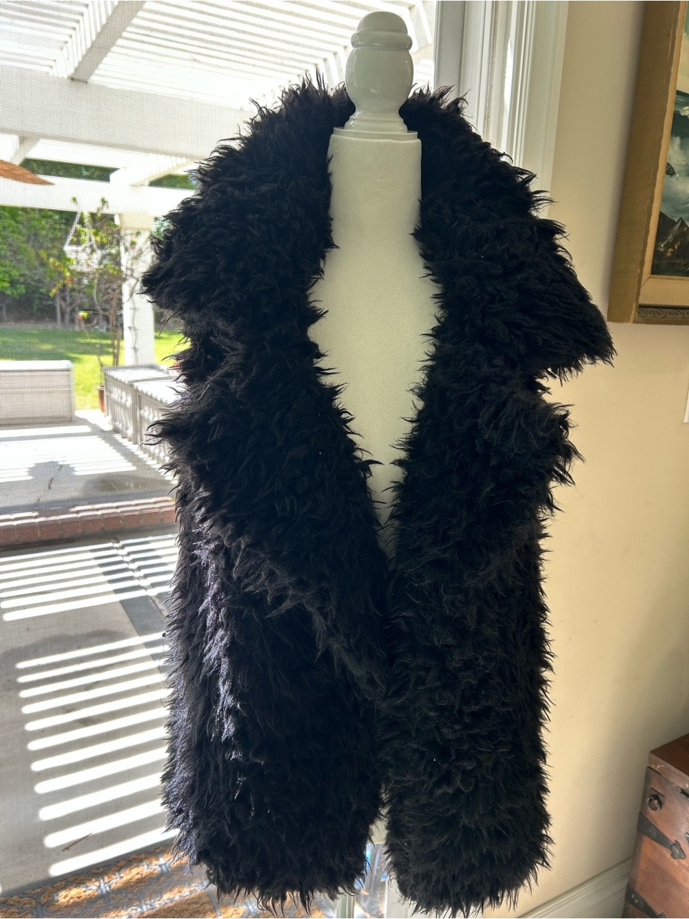 Black Faux Shearling Vest Festival Statement Jackets Coats size Large